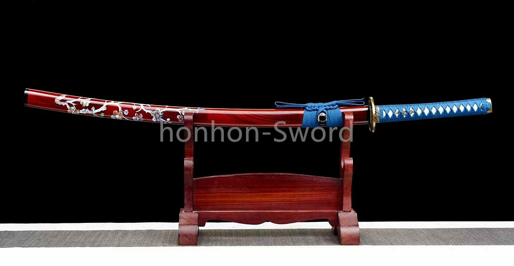 9260 Nagamaki-Schwert aus Federstahl, japanisches echtes Samurai-Schwert, Handschmiedearbeit für den Kampf, schwarz 