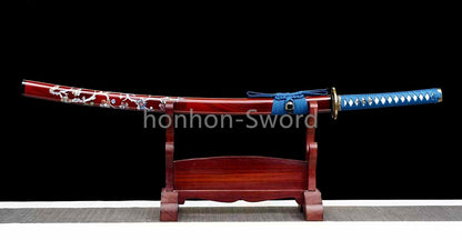 9260 Nagamaki-Schwert aus Federstahl, japanisches echtes Samurai-Schwert, Handschmiedearbeit für den Kampf, schwarz 