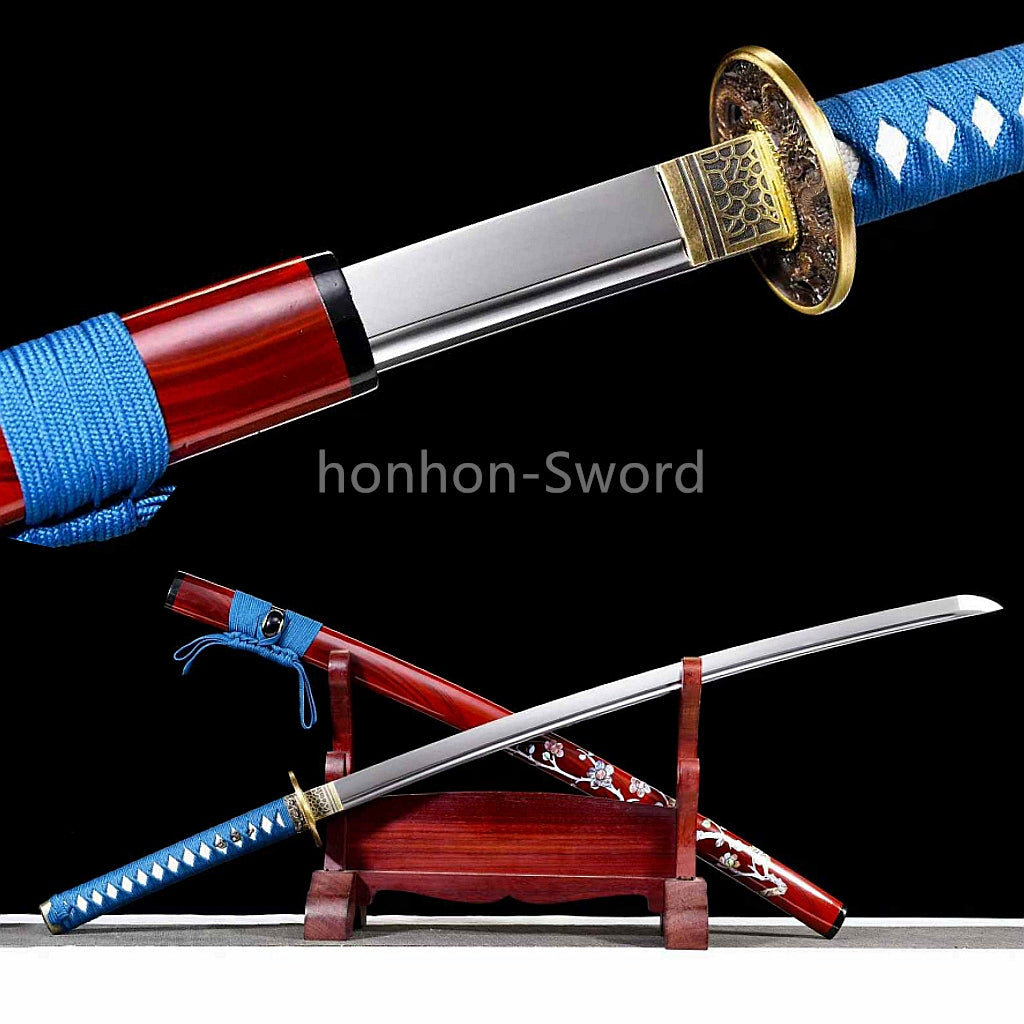 9260 Nagamaki-Schwert aus Federstahl, japanisches echtes Samurai-Schwert, Handschmiedearbeit für den Kampf, schwarz 