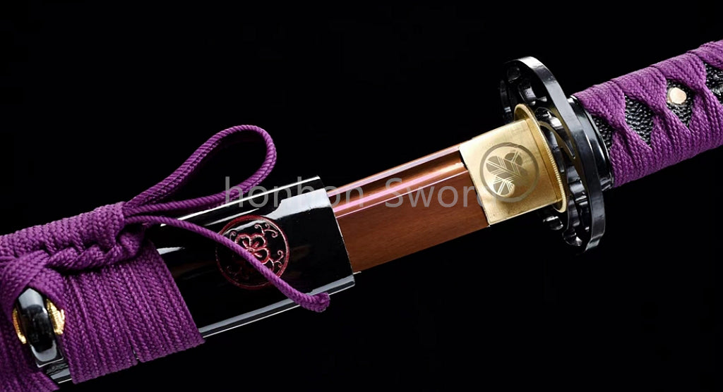 Japanese Katana 9260 Spring Steel Purple Sword SHINOGI ZUKURI Full Tang Sharp