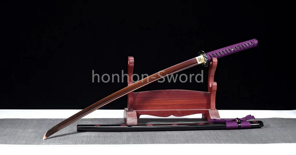 Japanese Katana 9260 Spring Steel Purple Sword SHINOGI ZUKURI Full Tang Sharp