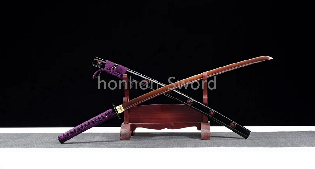 Japanese Katana 9260 Spring Steel Purple Sword SHINOGI ZUKURI Full Tang Sharp