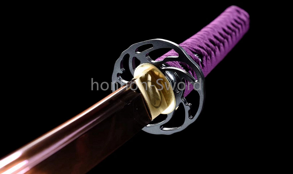 Japanese Katana 9260 Spring Steel Purple Sword SHINOGI ZUKURI Full Tang Sharp