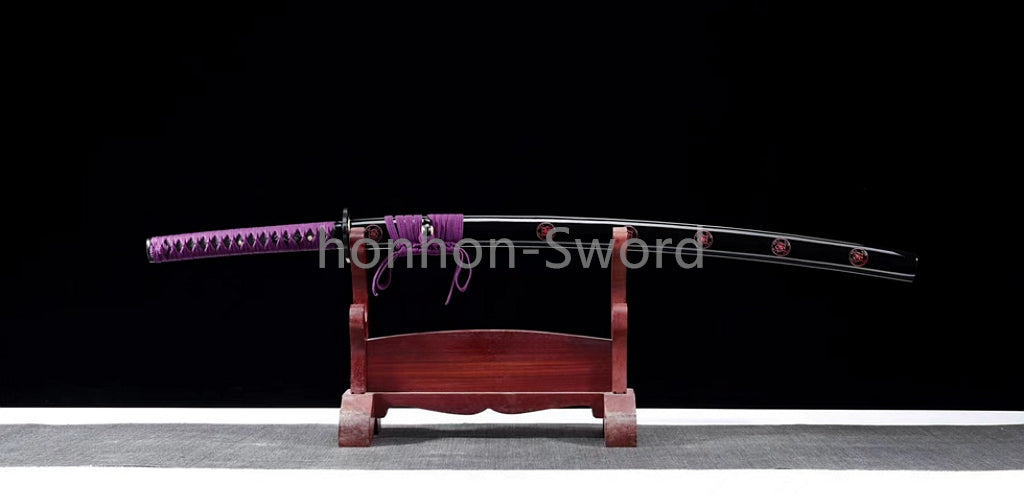 Japanese Katana 9260 Spring Steel Purple Sword SHINOGI ZUKURI Full Tang Sharp