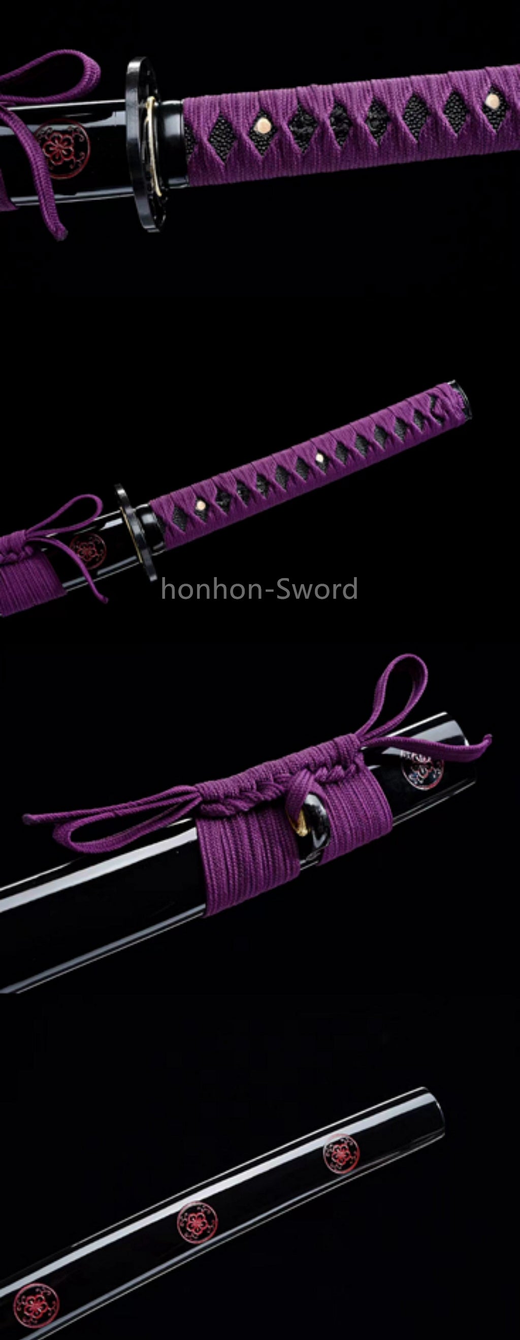 Japanese Katana 9260 Spring Steel Purple Sword SHINOGI ZUKURI Full Tang Sharp