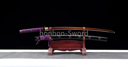 Japanese Katana 9260 Spring Steel Purple Sword SHINOGI ZUKURI Full Tang Sharp