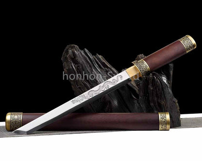 9260 Spring Steel Chinese Tang Dao 唐刀 Short Dao Sword Full Tang KAMASU-Kissaki