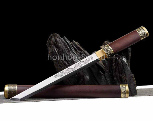 9260 Spring Steel Chinese Tang Dao 唐刀 Short Dao Sword Full Tang KAMASU-Kissaki