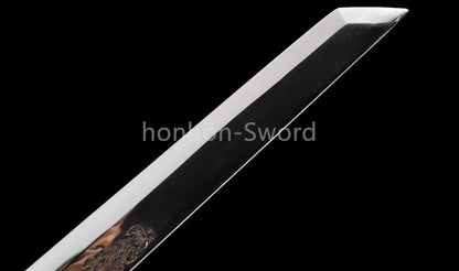 9260 Spring Steel Chinese Tang Dao 唐刀 Short Dao Sword Full Tang KAMASU-Kissaki