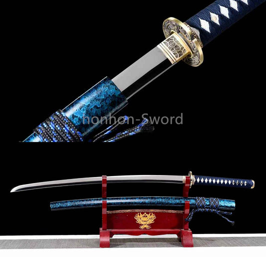 9260 Spring Steel Japanese Katana Mirror Polish Samurai Sword Full Tang Sharp