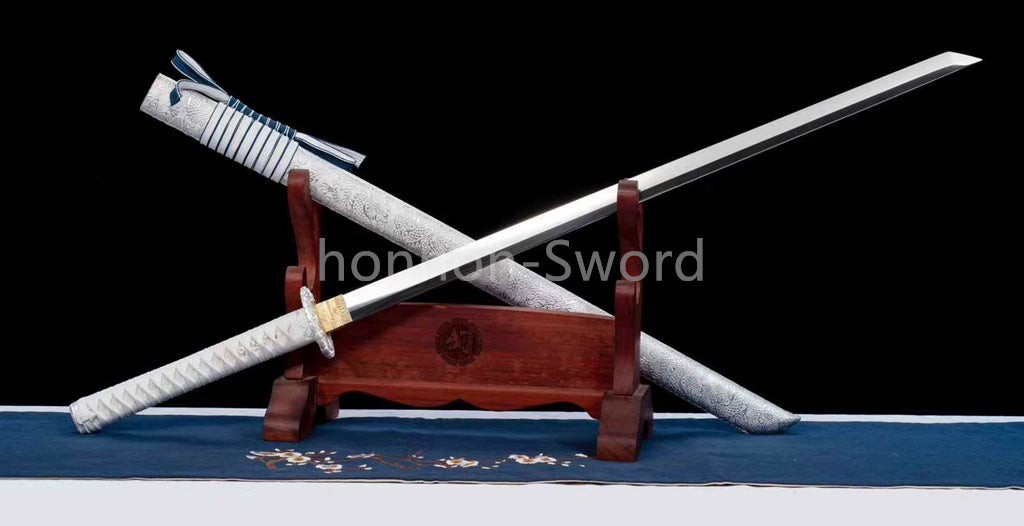 Mirror Polish 9260 Spring Steel Japanese Chokuto Katana Samurai Sword Full Tang