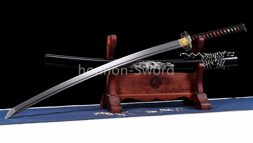 9260 Spring Steel Japanese Katana Samurai Sword Full Tang Budget Sword Black