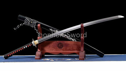 9260 Spring Steel Japanese Katana Samurai Sword Full Tang Budget Sword Black