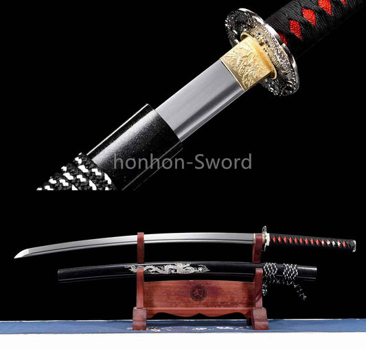 9260 Spring Steel Japanese Katana Samurai Sword Full Tang Budget Sword Black