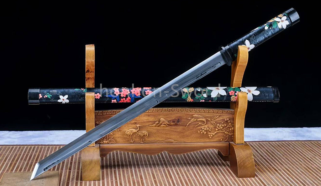 9260 Spring Steel Chinese Tang Dao Sword Full Tang KAMASU-Kissaki for Display
