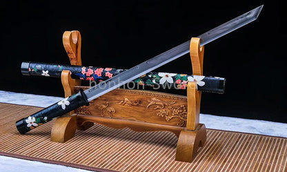 9260 Spring Steel Chinese Tang Dao Sword Full Tang KAMASU-Kissaki for Display