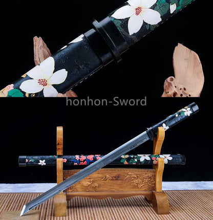 9260 Spring Steel Chinese Tang Dao Sword Full Tang KAMASU-Kissaki for Display