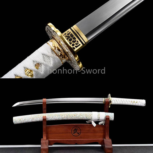 9260 Nagamaki-Schwert aus Federstahl, japanisches echtes Samurai-Schwert, Handschmiedearbeit für den Kampf, schwarz 