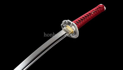 Japanese Katana 9260 Spring Steel Red Painting Sheath Samurai Sword Battle Ready