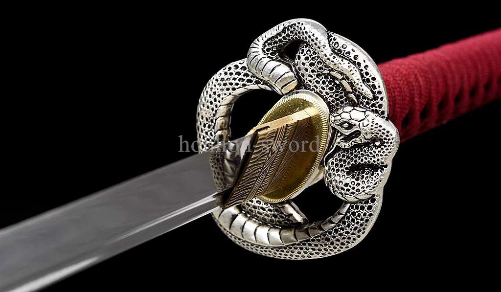 Japanese Katana 9260 Spring Steel Red Painting Sheath Samurai Sword Battle Ready