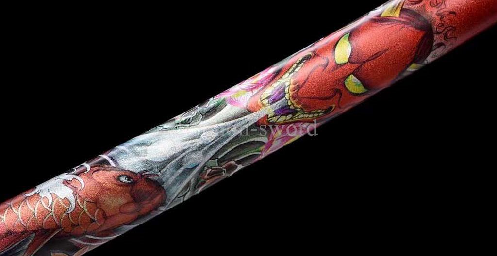 Japanese Katana 9260 Spring Steel Red Painting Sheath Samurai Sword Battle Ready
