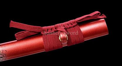 Japanese Katana 9260 Spring Steel Red Painting Sheath Samurai Sword Battle Ready
