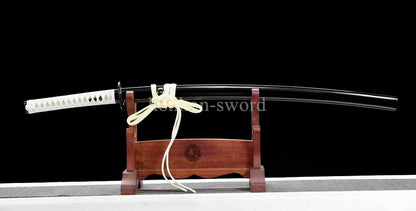 9260 Nagamaki-Schwert aus Federstahl, japanisches echtes Samurai-Schwert, Handschmiedearbeit für den Kampf, schwarz 