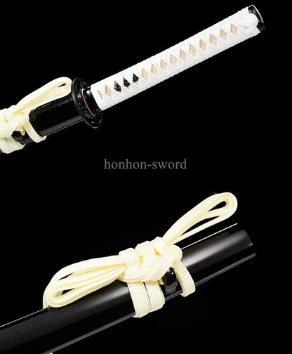 9260 Nagamaki-Schwert aus Federstahl, japanisches echtes Samurai-Schwert, Handschmiedearbeit für den Kampf, schwarz 