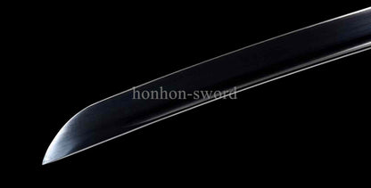 9260 Spring Steel Japanese Katana Black Blade Leather Rope Samurai Sword Full Tang.