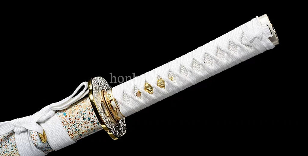 Handmade Japanese Wakizashi 9260 Spring Steel Samurai Sword Sharp Full Tang White