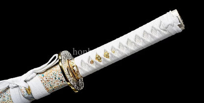 Handmade Japanese Wakizashi 9260 Spring Steel Samurai Sword Sharp Full Tang White