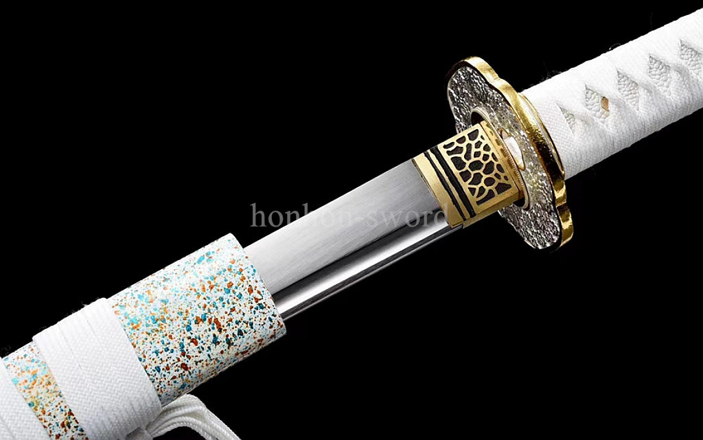 Handmade Japanese Wakizashi 9260 Spring Steel Samurai Sword Sharp Full Tang White