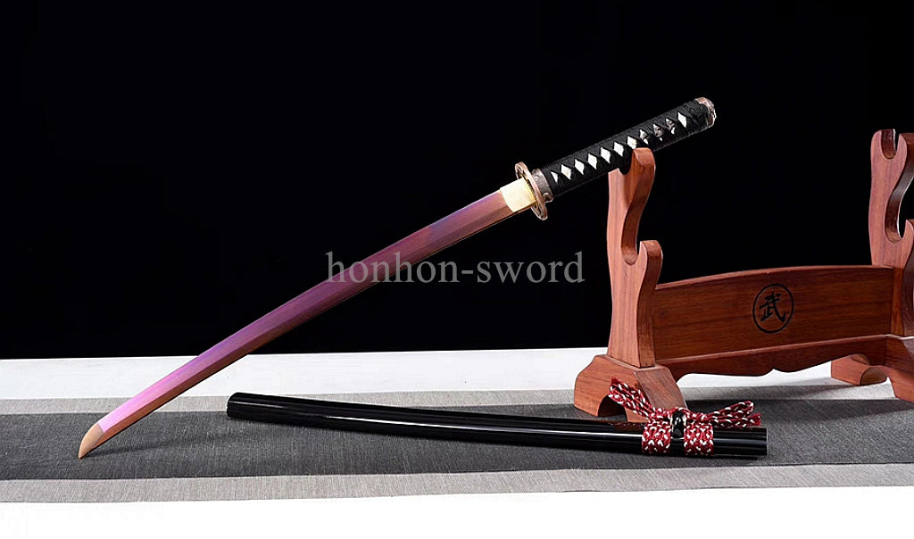 Purple Blade 9260 Spring Steel Japanese Wakizashi Samurai Sword Sharp for Battle