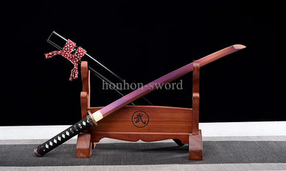 Purple Blade 9260 Spring Steel Japanese Wakizashi Samurai Sword Sharp for Battle