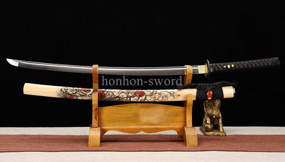9260 Spring Steel Katana Japanese SHINOGI ZUKURI Samurai Sword Full Tang Sharp .
