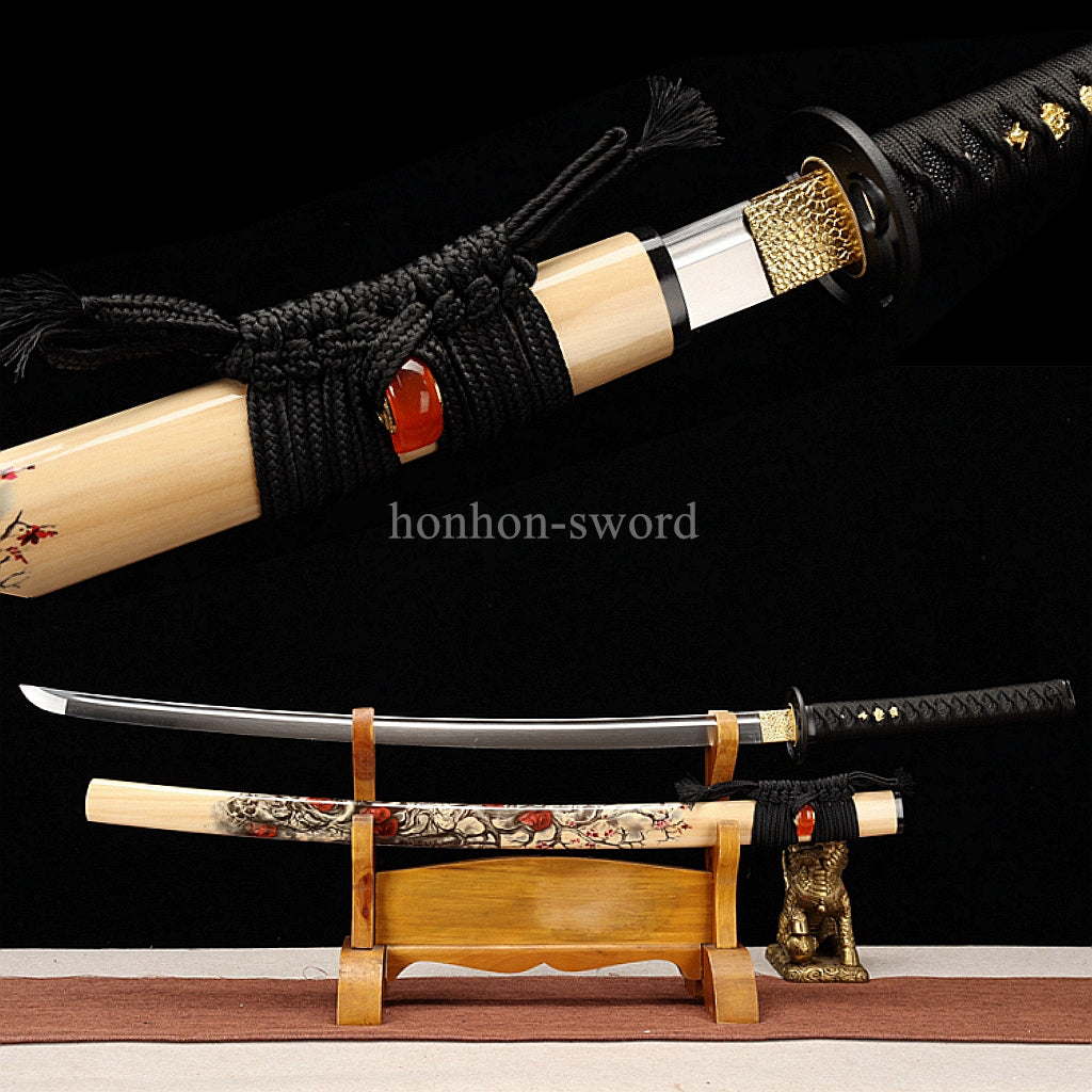 9260 Spring Steel Katana Japanese SHINOGI ZUKURI Samurai Sword Full Tang Sharp .