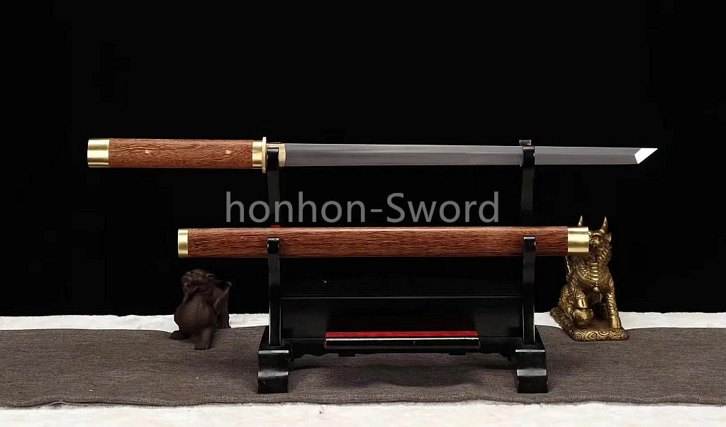 9260 Nagamaki-Schwert aus Federstahl, japanisches echtes Samurai-Schwert, Handschmiedearbeit für den Kampf, schwarz 