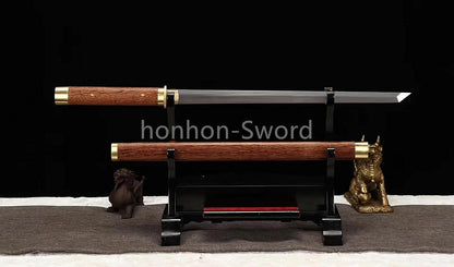 9260 Nagamaki-Schwert aus Federstahl, japanisches echtes Samurai-Schwert, Handschmiedearbeit für den Kampf, schwarz 