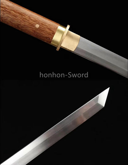 9260 Nagamaki-Schwert aus Federstahl, japanisches echtes Samurai-Schwert, Handschmiedearbeit für den Kampf, schwarz 