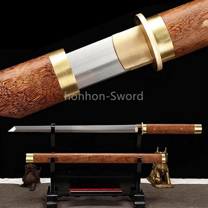 9260 Nagamaki-Schwert aus Federstahl, japanisches echtes Samurai-Schwert, Handschmiedearbeit für den Kampf, schwarz 