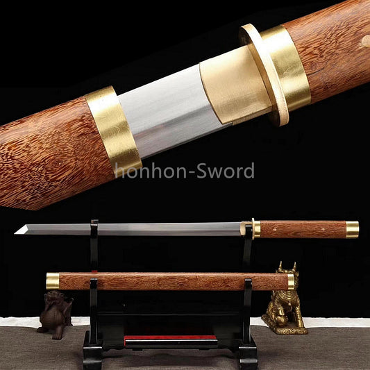 9260 Nagamaki-Schwert aus Federstahl, japanisches echtes Samurai-Schwert, Handschmiedearbeit für den Kampf, schwarz 