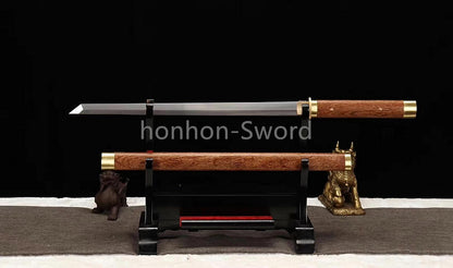 9260 Nagamaki-Schwert aus Federstahl, japanisches echtes Samurai-Schwert, Handschmiedearbeit für den Kampf, schwarz 