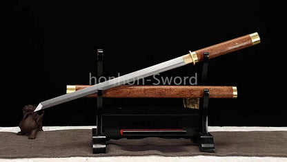 9260 Nagamaki-Schwert aus Federstahl, japanisches echtes Samurai-Schwert, Handschmiedearbeit für den Kampf, schwarz 