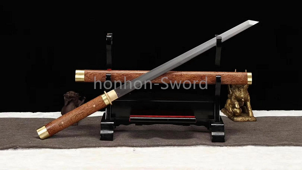 9260 Nagamaki-Schwert aus Federstahl, japanisches echtes Samurai-Schwert, Handschmiedearbeit für den Kampf, schwarz 