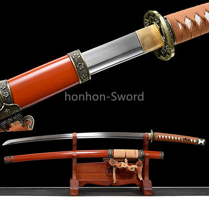 9260 Spring Steel 26inch Japanese Tachi With Bohi Sword Alloy Tsuba Sharp Full Tang
