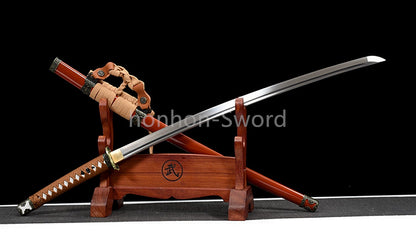 9260 Spring Steel 26inch Japanese Tachi With Bohi Sword Alloy Tsuba Sharp Full Tang
