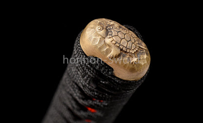 Épée Nagamaki en acier à ressort, véritable épée de samouraï japonaise, forgée à la main pour la bataille, noire, 9260 