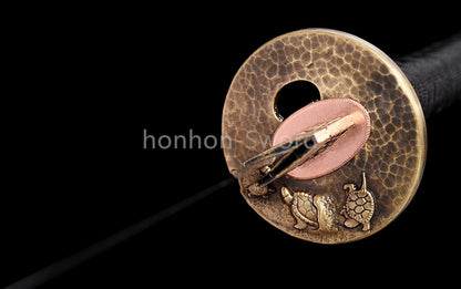 Épée Nagamaki en acier à ressort, véritable épée de samouraï japonaise, forgée à la main pour la bataille, noire, 9260 