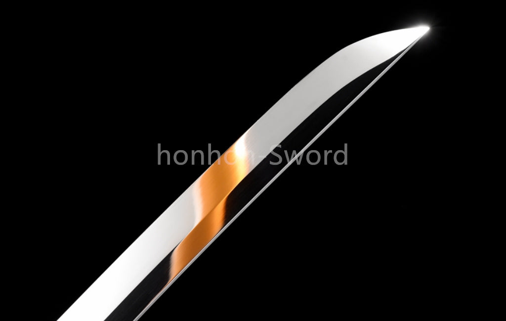 Épée Nagamaki en acier à ressort, véritable épée de samouraï japonaise, forgée à la main pour la bataille, noire, 9260 
