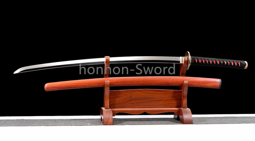 Épée Nagamaki en acier à ressort, véritable épée de samouraï japonaise, forgée à la main pour la bataille, noire, 9260 